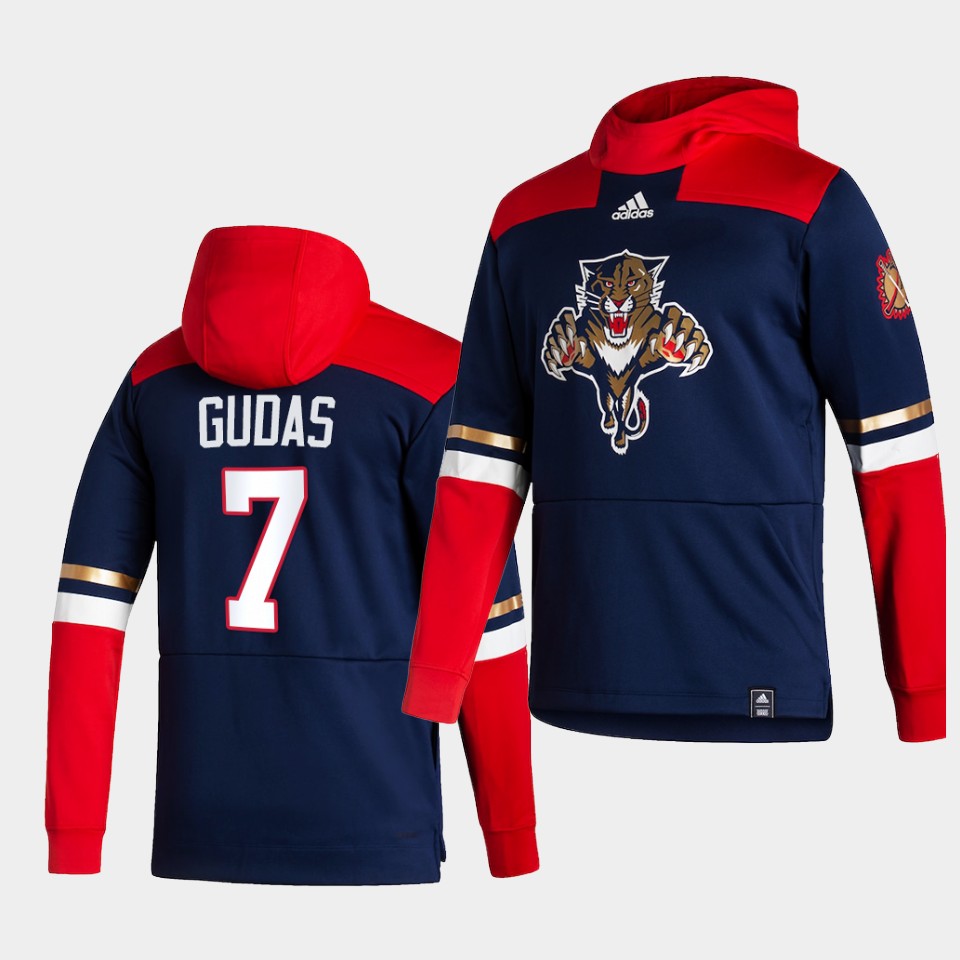 Men Florida Panthers #7 Gudas Blue NHL 2021 Adidas Pullover Hoodie Jersey->florida panthers->NHL Jersey